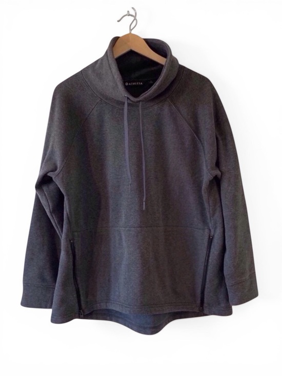 Athleta Tops - Athleta Cowl Neck Pullover Sweatshirt Charcoal Gray Fleece Lined Side Zip Size L